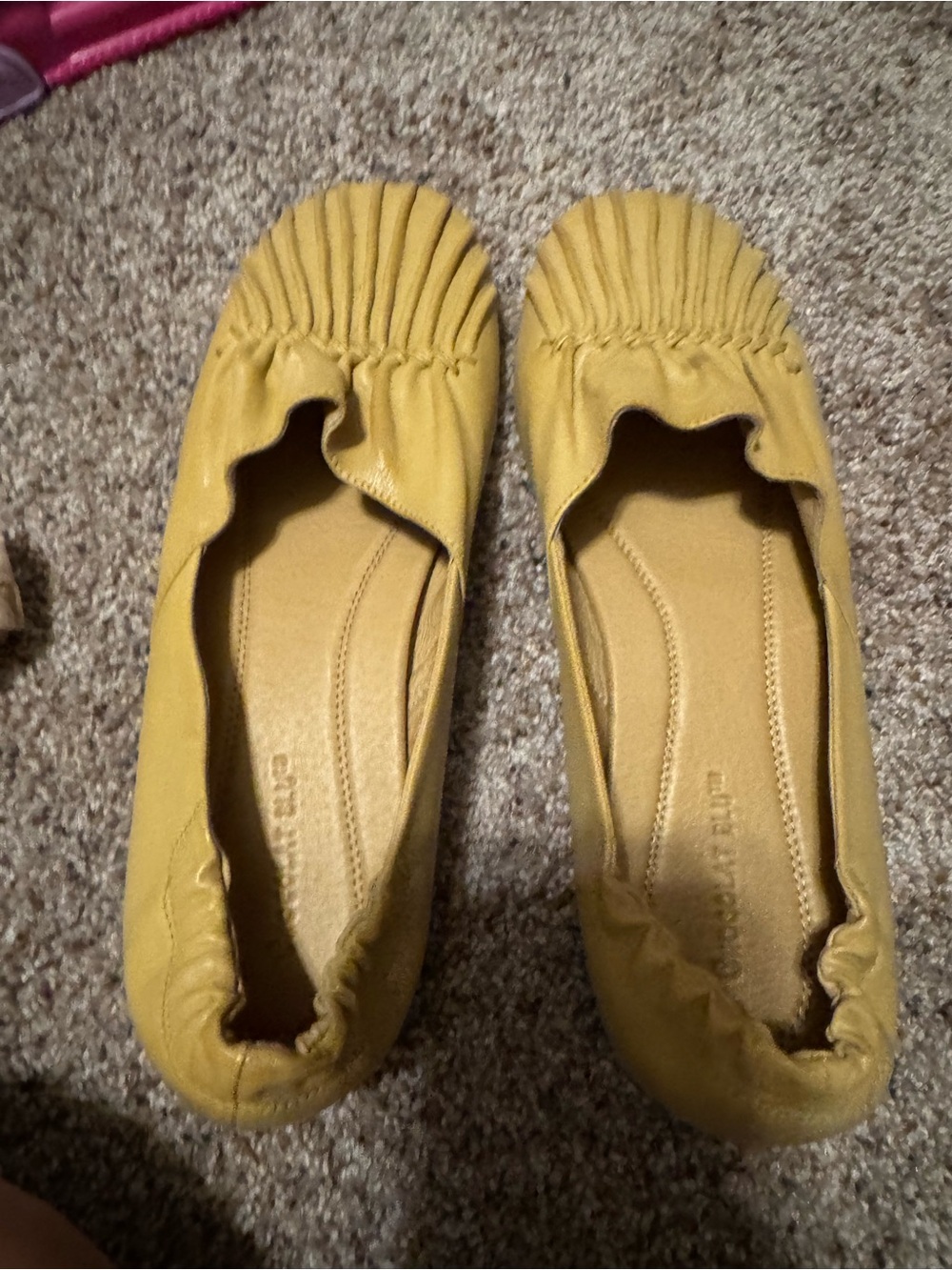 Chocolat Blu Yellow Ruched Ballet Flats